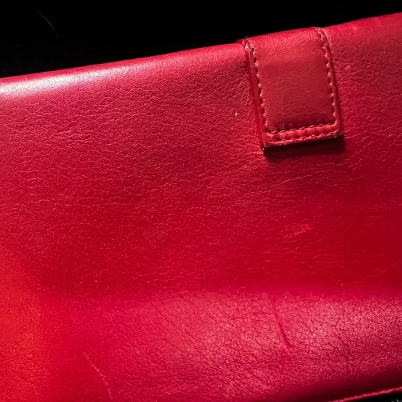 Saint Laurent red long wallet  Black Dust Bag and Box. **AUTHENTIC** - Picture 3 of 14